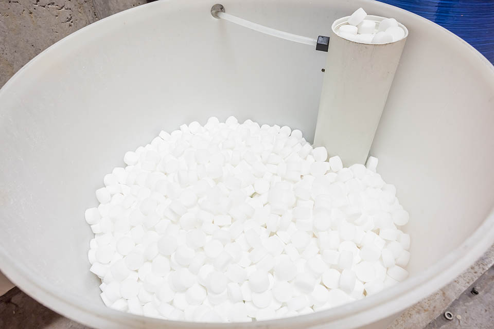 Water softener inside a water heater